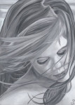 Rosanne op het strand, Acryl op papier,A4 formaat. Ingestuurd voor deelname coverwedstrijd Atelier magazine